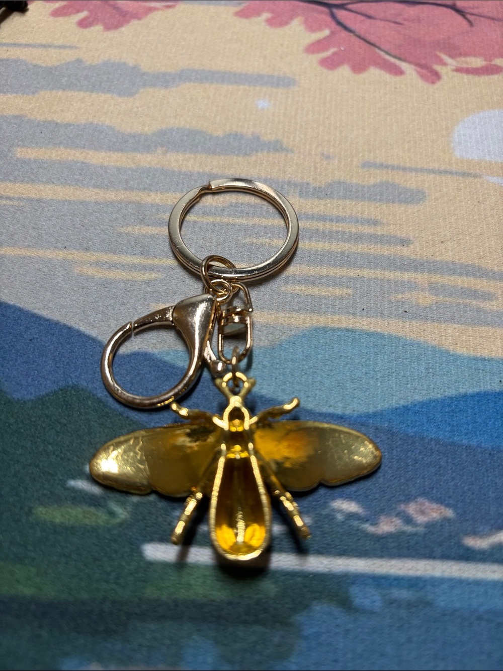 Gold & Yellow Bee Crystal Keychain - Picture 3 of 3